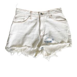 Vintage Levis 630 Silver Tab Frayed High Rise Bleached White Jean Short sz 11/12